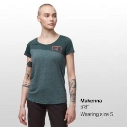 Ortovox Women's Climb Tops 150 Cool Logo Short Sleeve T Shirt Women's -Outlet Snow Traverse Store GREPIN D4
