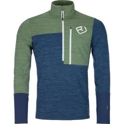 Ortovox Men's Fleece Jackets Light Zip Neck Fleece Top Men's -Outlet Snow Traverse Store NIGBLUBLE